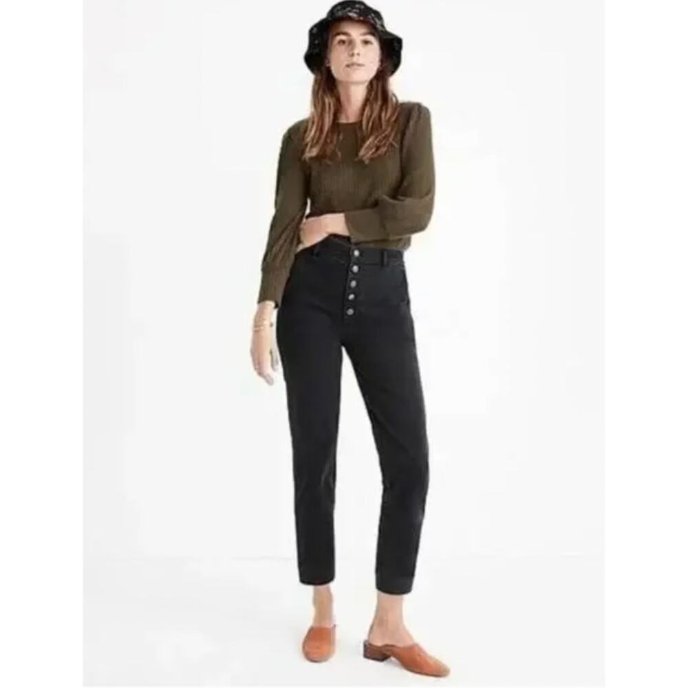 Madewell Jeans Washed Black Tapered Leg Button-Front Edition High Rise
